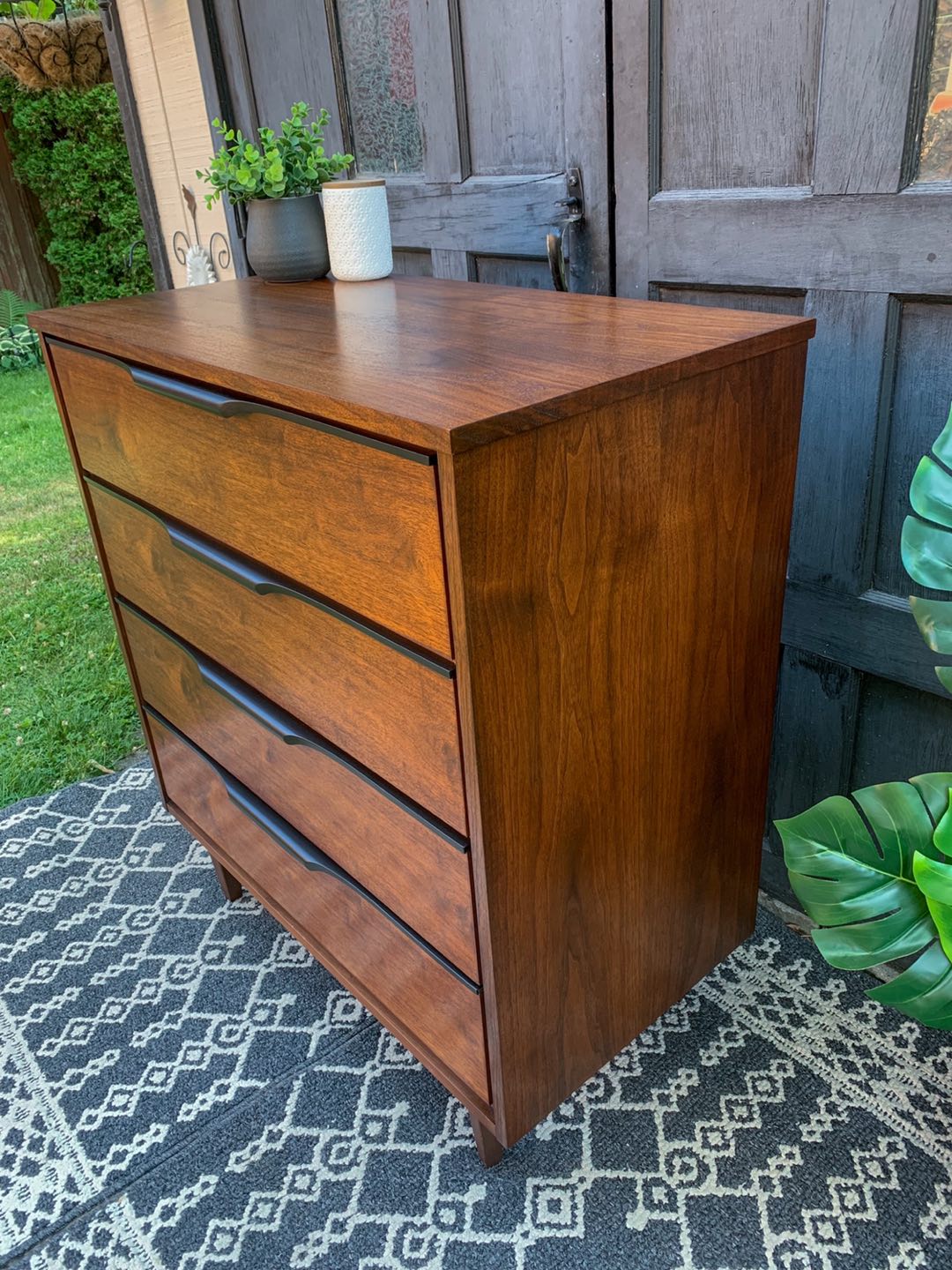 MCM Walnut 4 Drawer Tallboy Dresser - photo 3