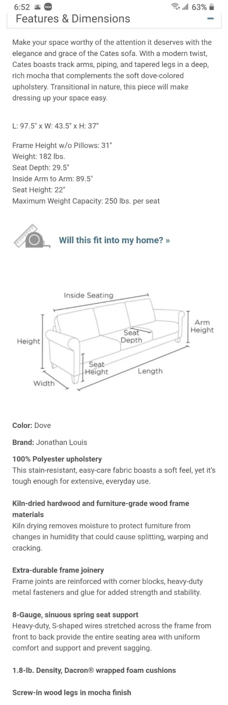 3 Seater Fabric Sofa with 5 pillows - photo 5
