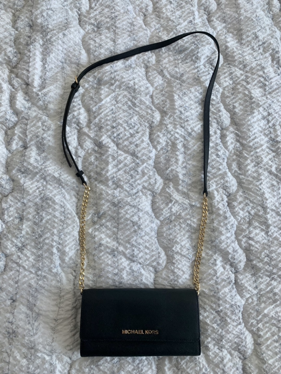 Michael Kors Black Jet Set Small Clutch Bag with Gold Chain - photo 2