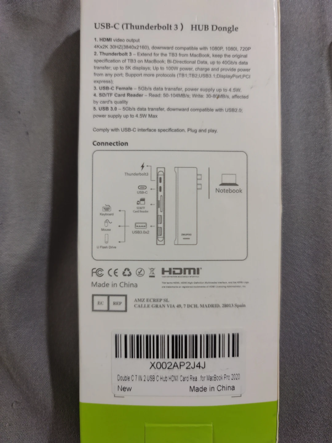 Zmuipng Multi-function USB-C (TB3) Hub 7in2 for Macbook Pro image indicator(3)