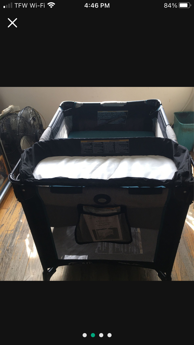 Graco pack n play & fisher price infant rocker chair  - photo 2