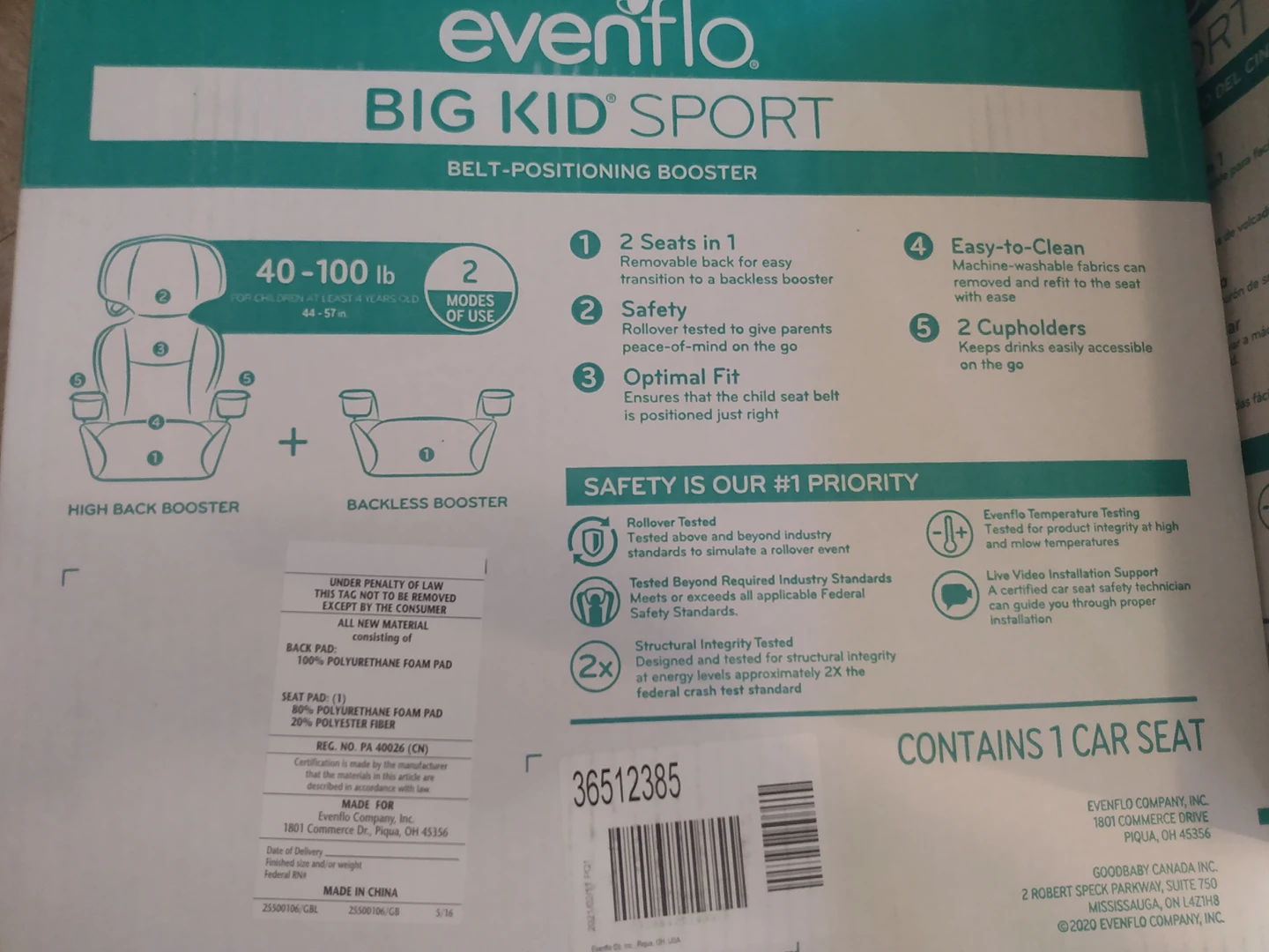 EVENFLO BIG KID BOOSTER SEATS - photo 2