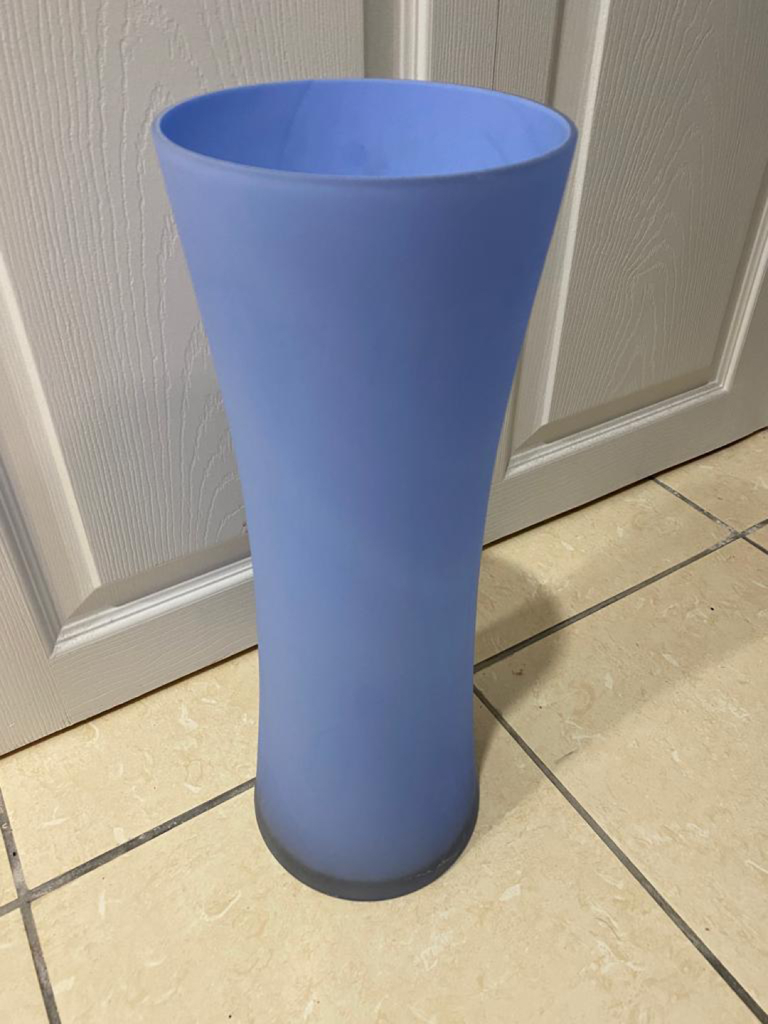  Beautiful Frosted Blue Tall Vase 17”x6” thumbnail