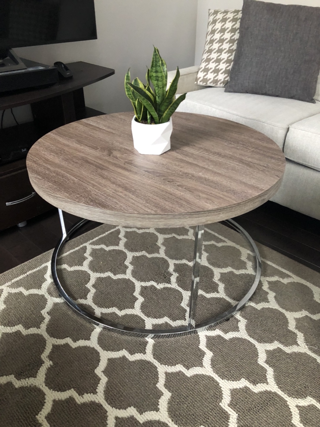 Gray round coffee table