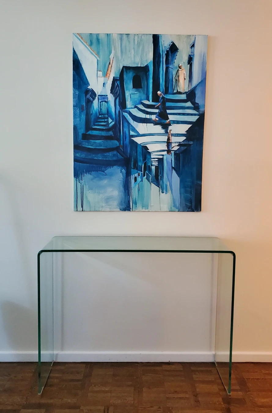 Italian Bent Glass Console 40W×31Hx12D