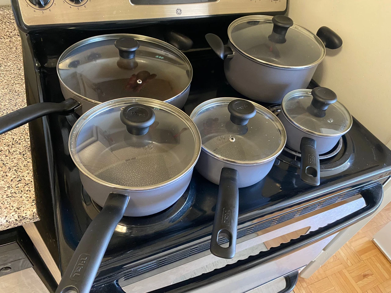 T-Fal saucepan and pots cookware set. thumbnail