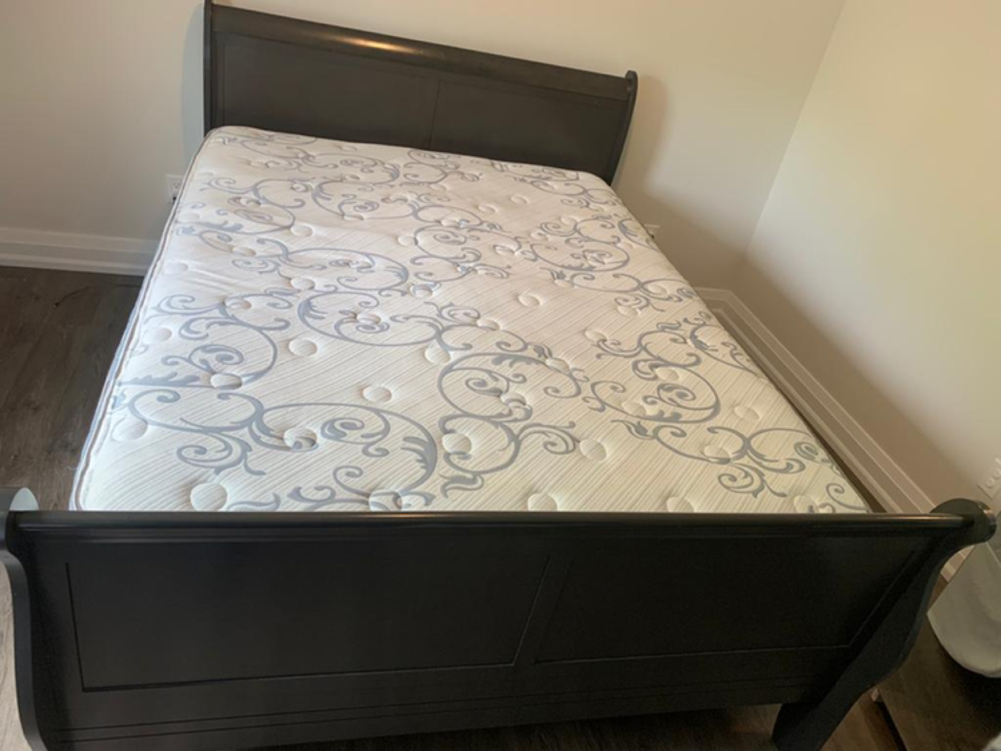 Queen Sleigh Bed Frame with Mattress