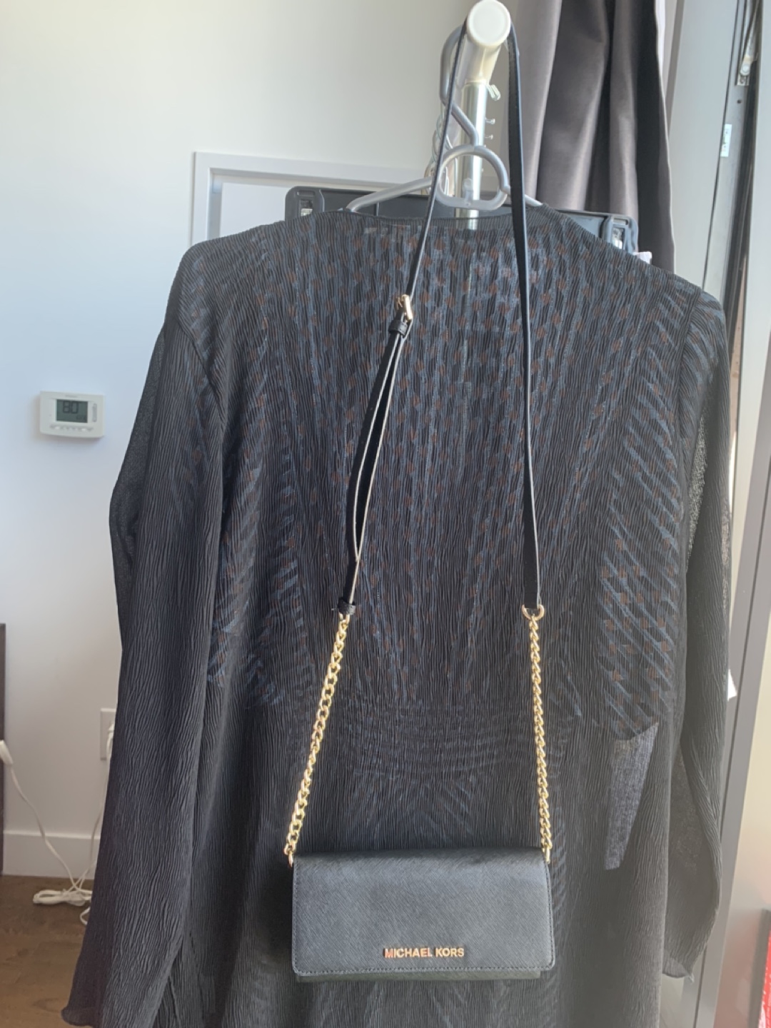 Michael Kors Black Jet Set Small Clutch Bag with Gold Chain - photo 3