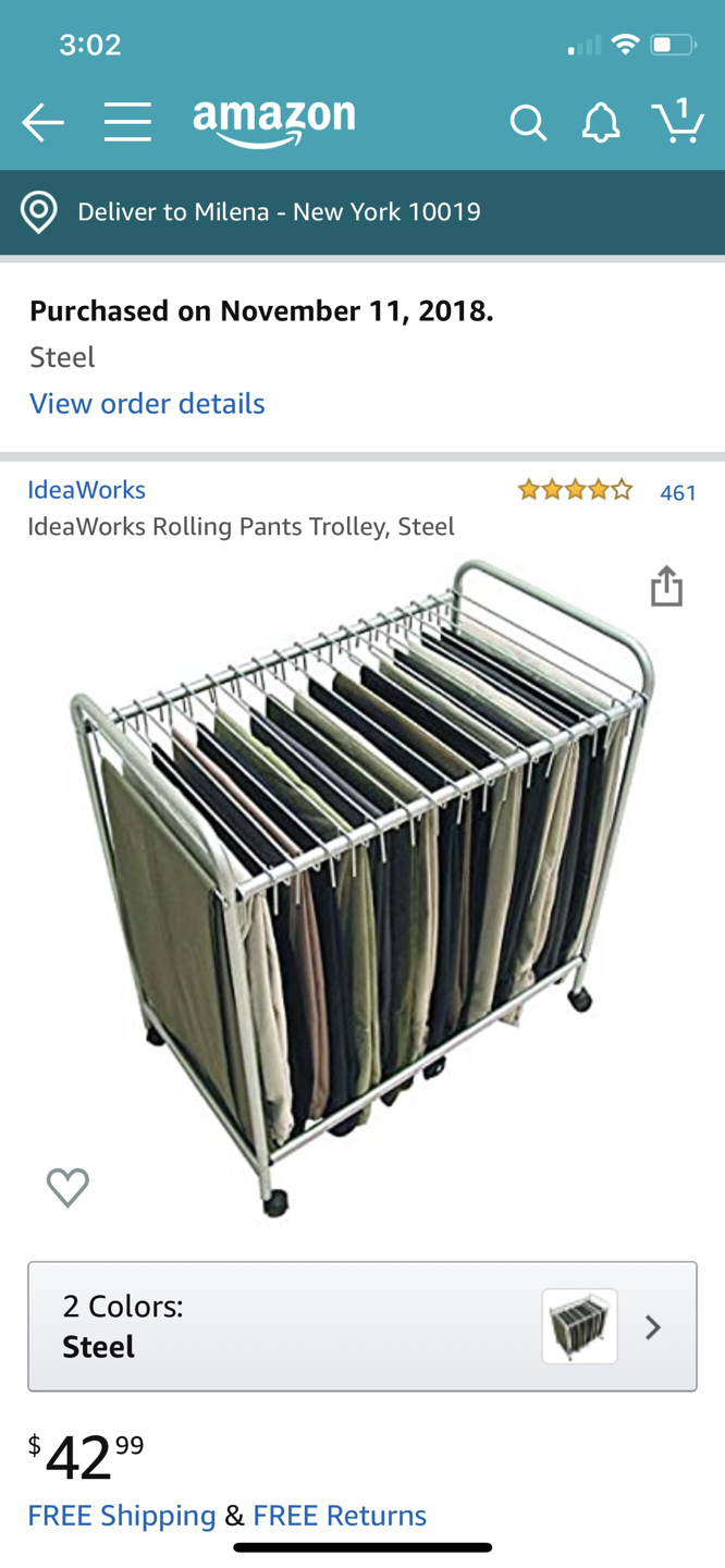Pants organizer cart 