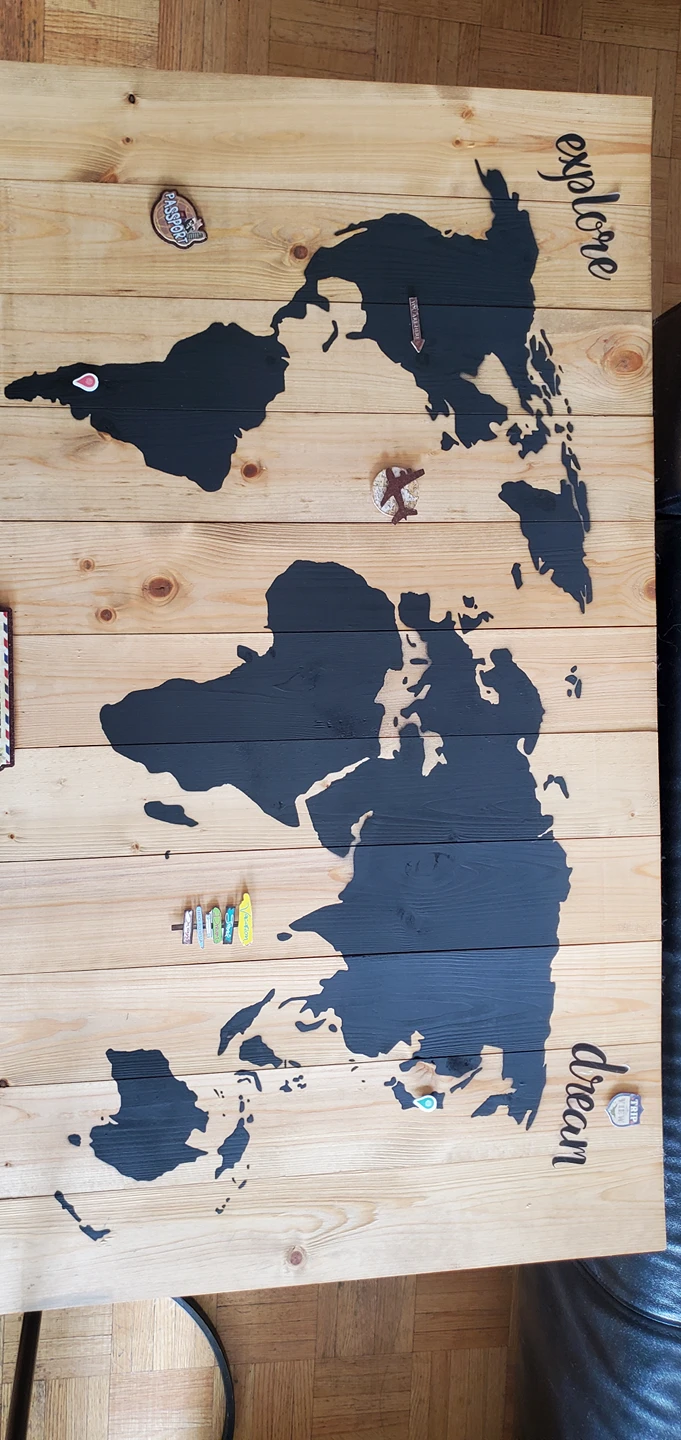 Wood world map