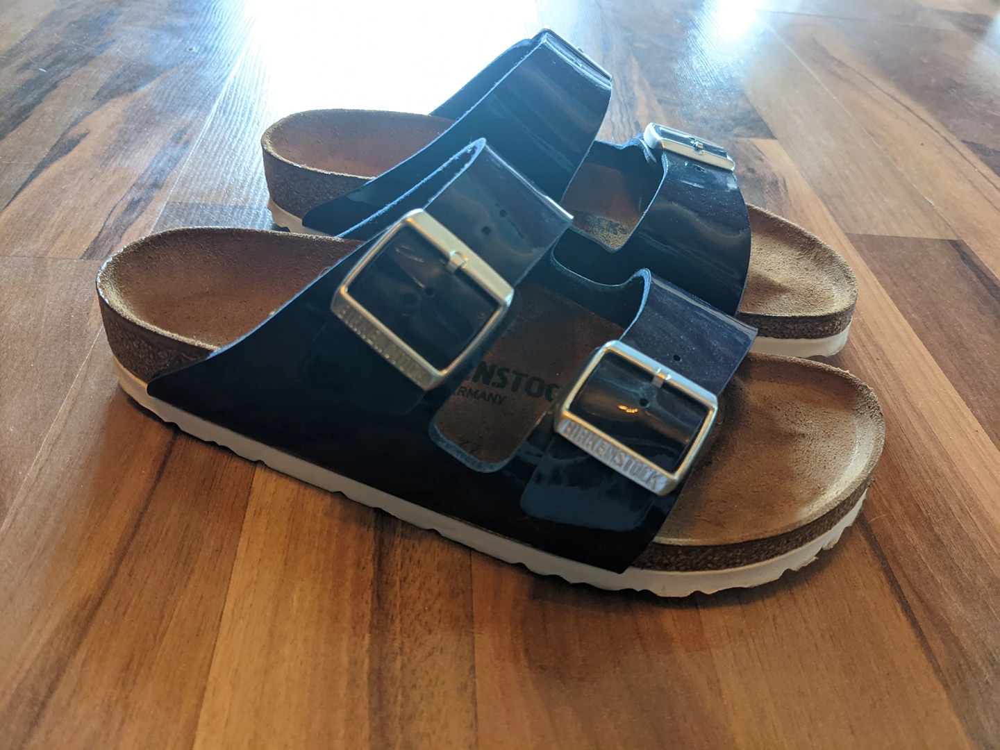 Navy Patent Leather Real Birkenstock sandals