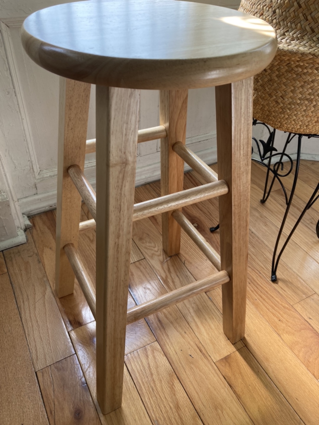 24-inch square leg barstool with Natural finish. - photo 3