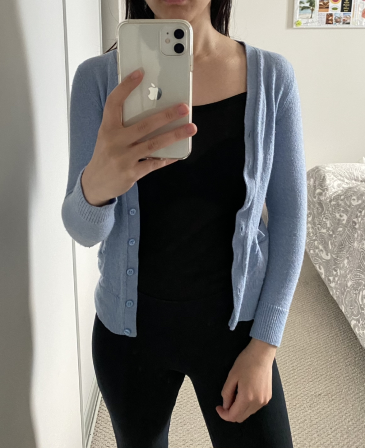 Lord & Taylor Blue Extra Fine Merino Wool Cardigan - Size Small thumbnail
