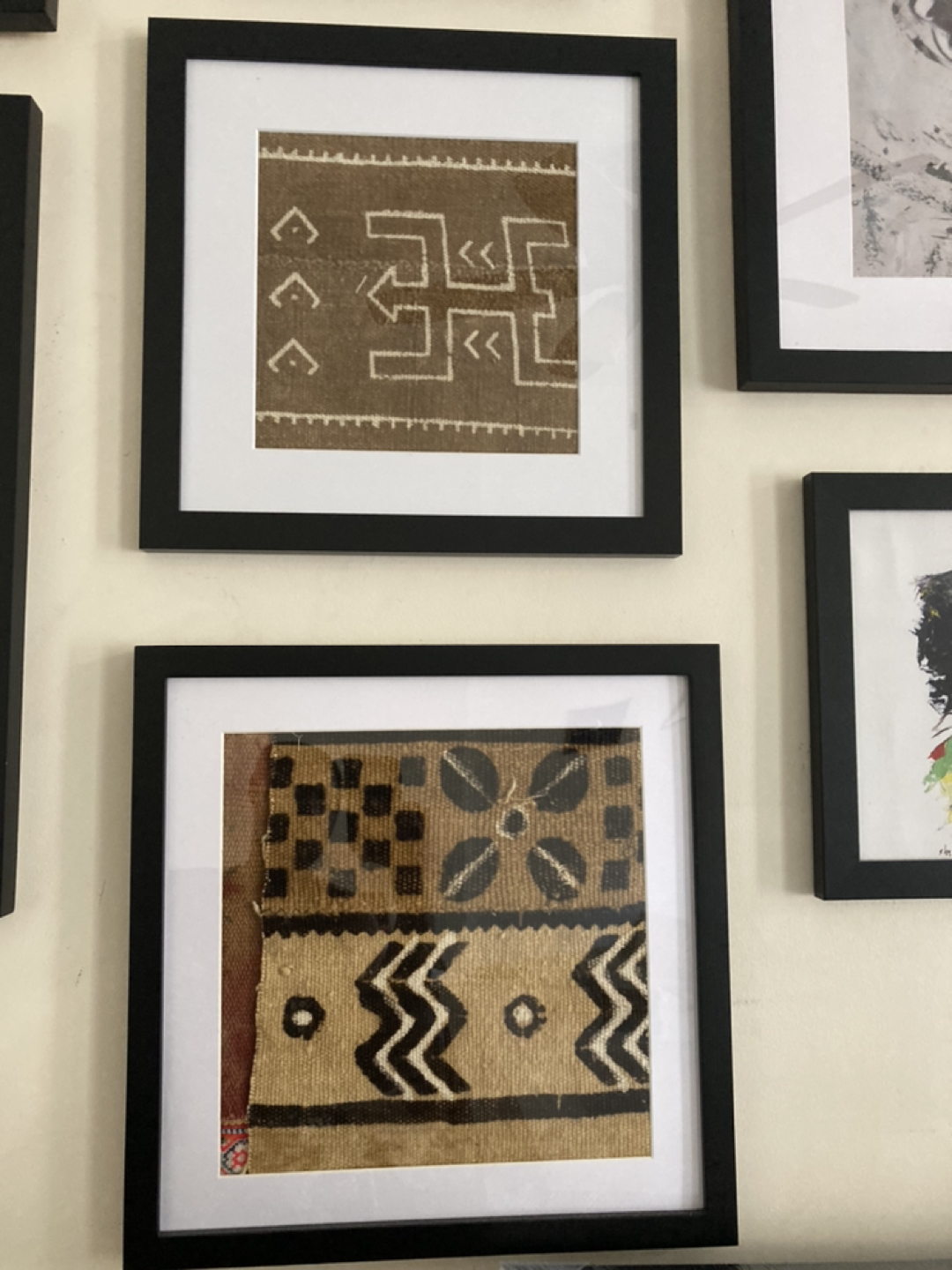 2 Mat framed African Mud cloth