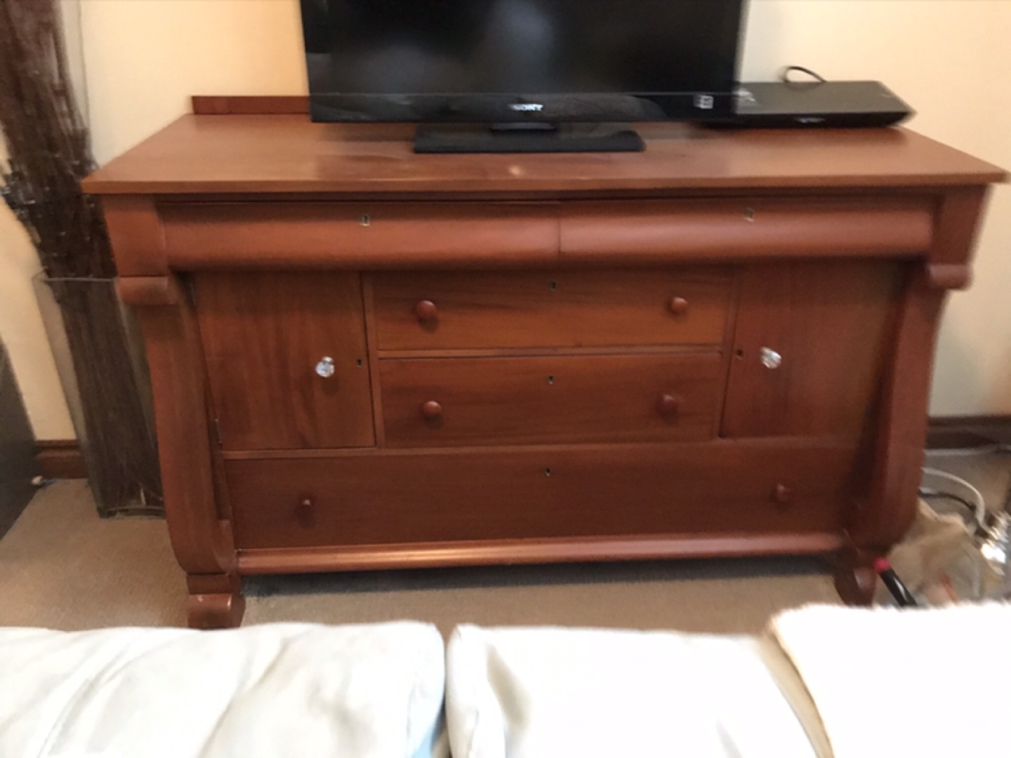 Solid mahogany antique sideboard thumbnail