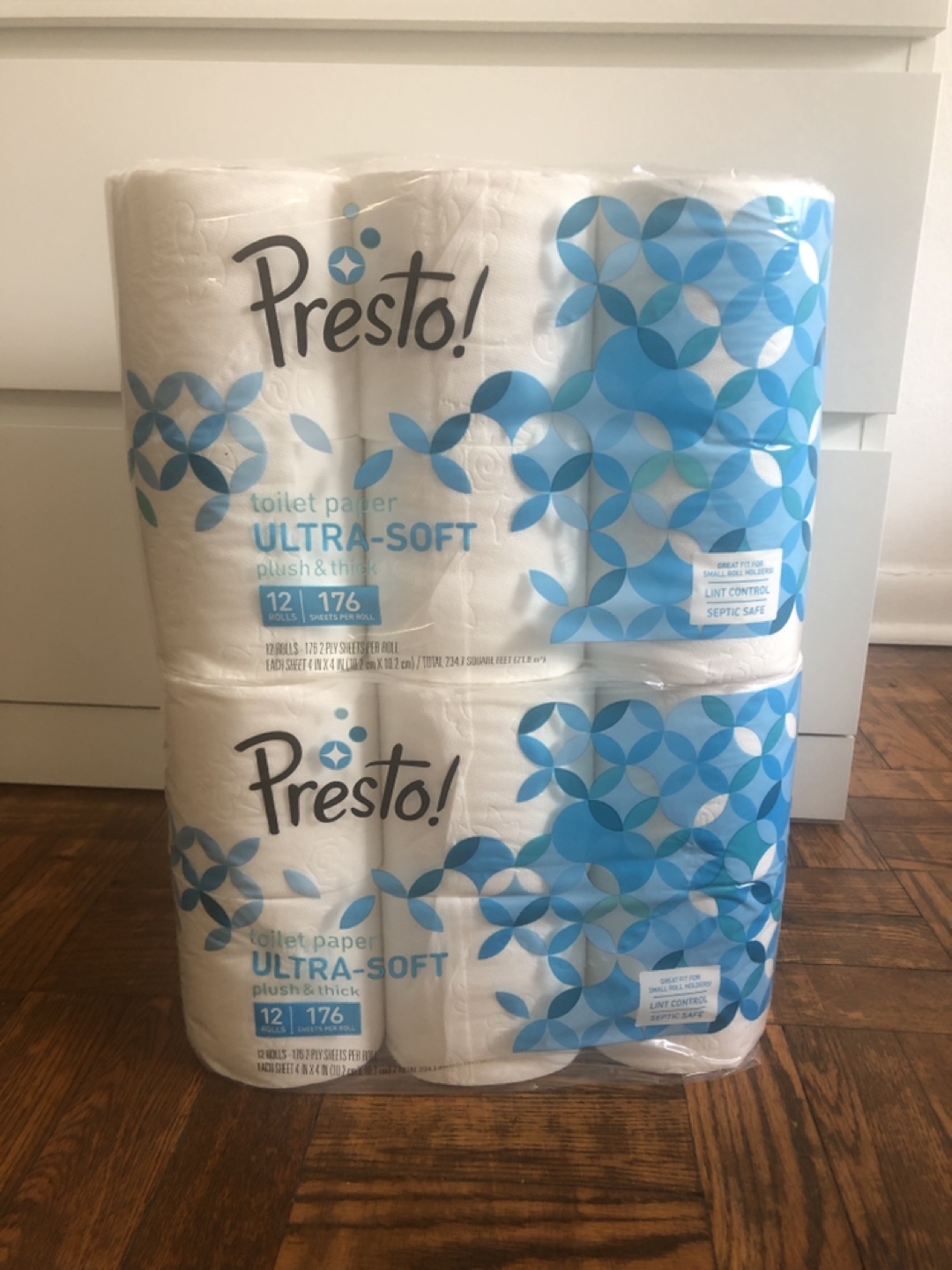 Toilet paper : presto, $10 for 24 rolls