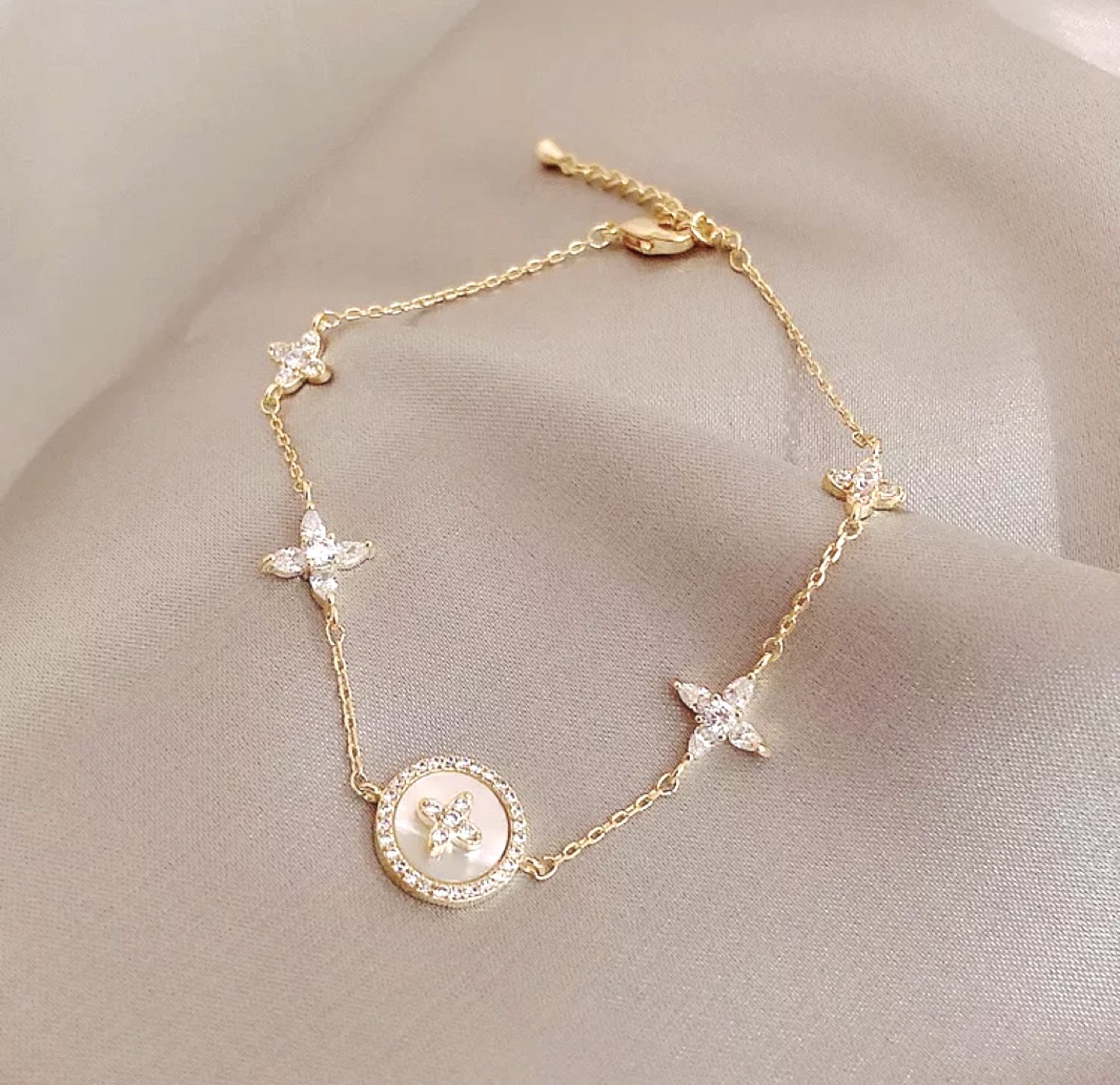 Designer-Inspired Crystal Gold-toned Bracelet