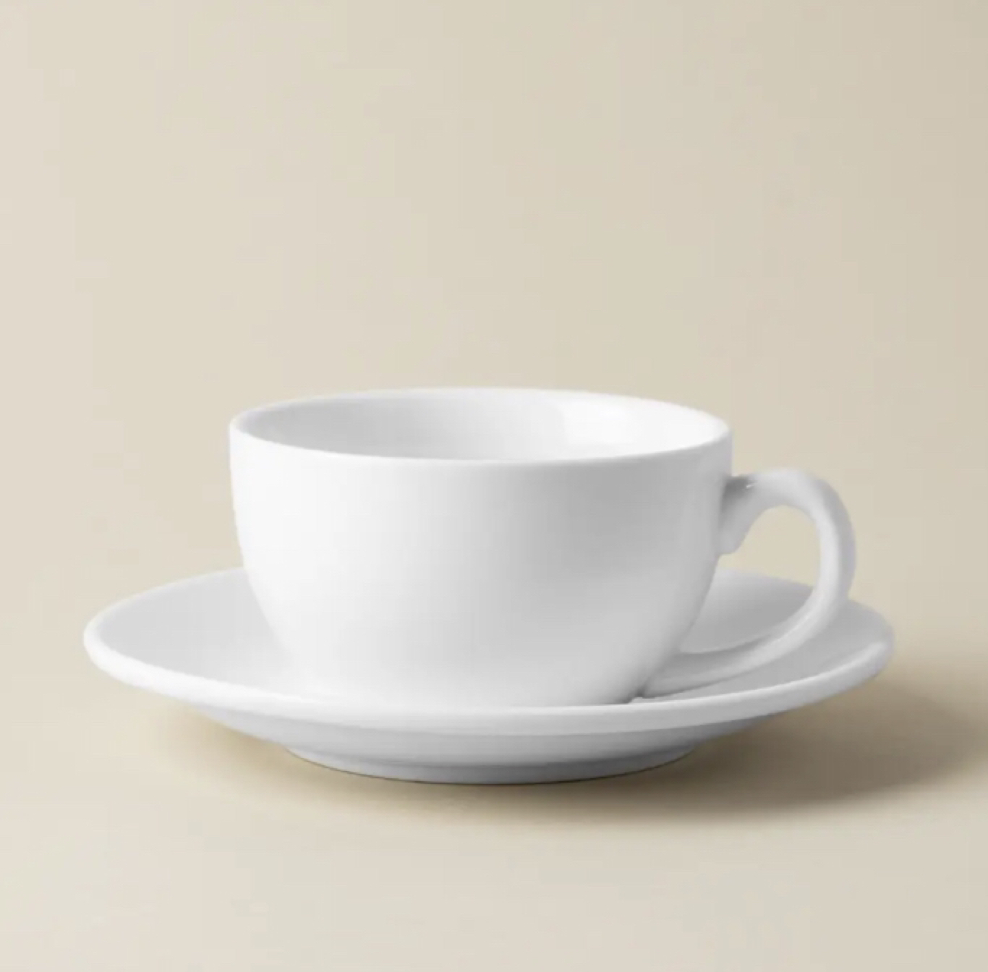 White Porcelain Tea Cups & Saucers: service for 8