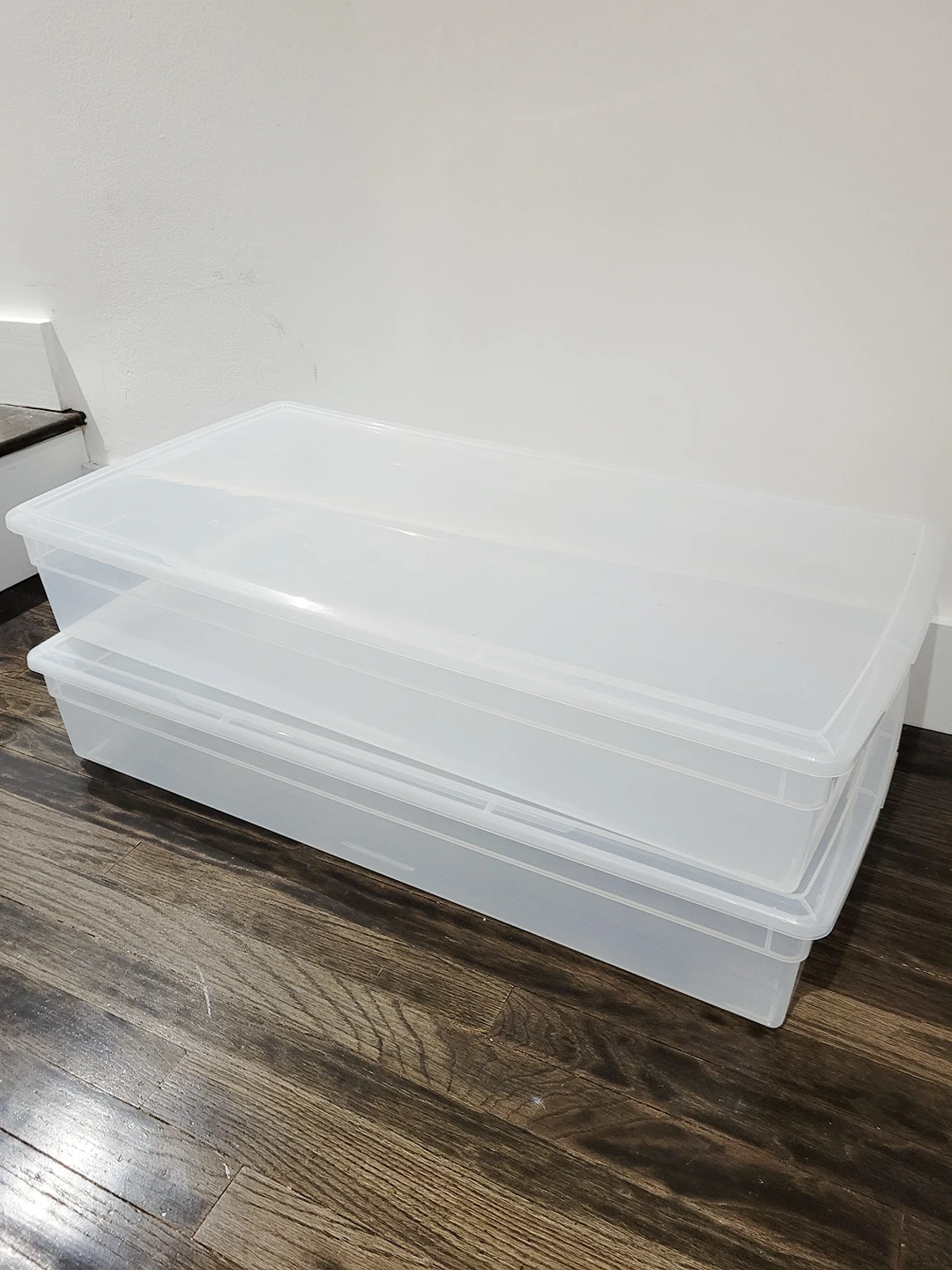 Two Plastic Underbed Storage Bins