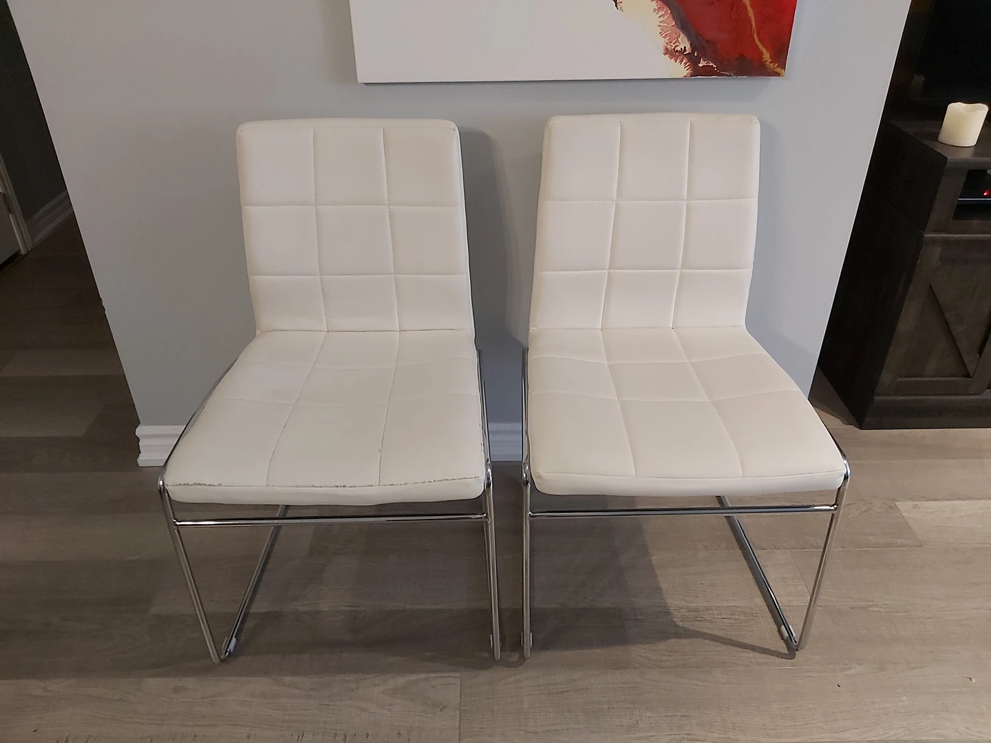 White chairs with chrome legs thumbnail