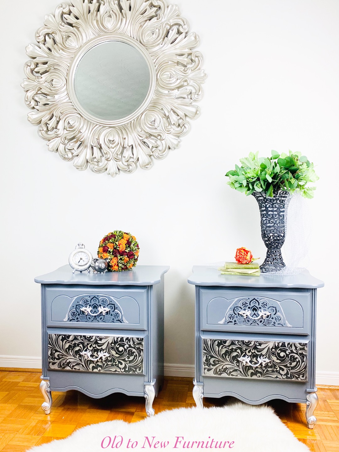 Exclusive Decoupaged French Provincial Grey Nightstands - photo 2