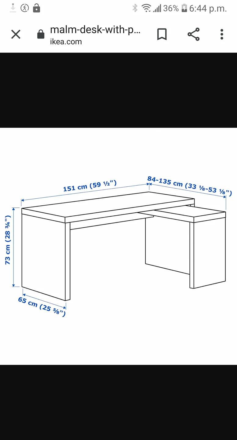 malm ikea desk with pull out side thumbnail