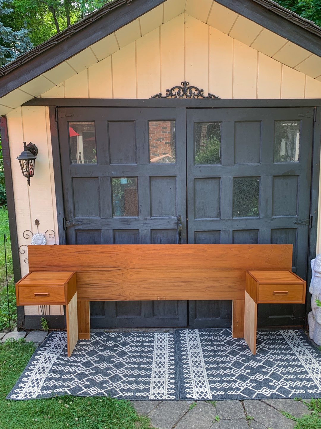 MCM Teak Headboard with Floating Nightstands (Double)