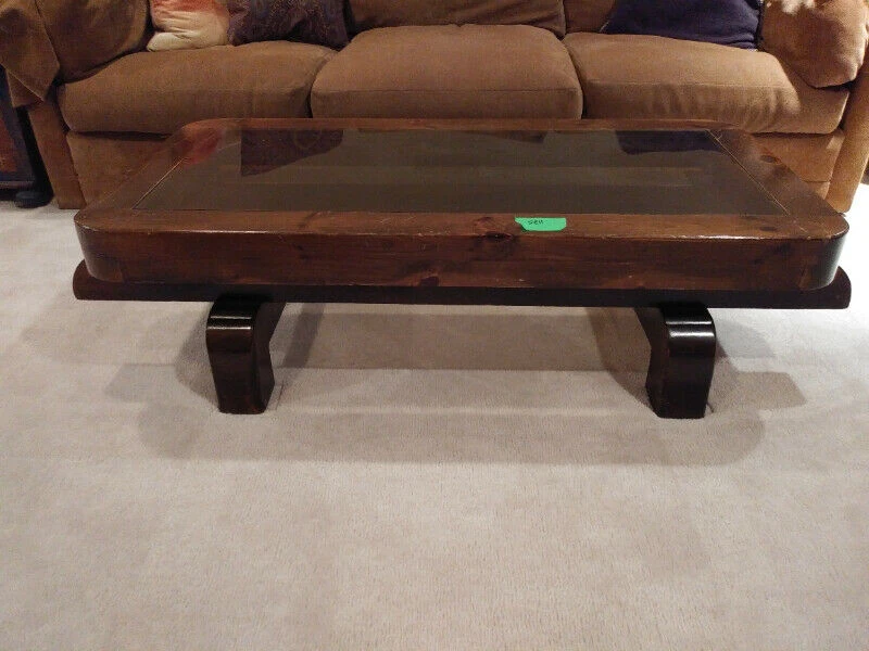 Wood Glass Top Coffee Table - photo 3
