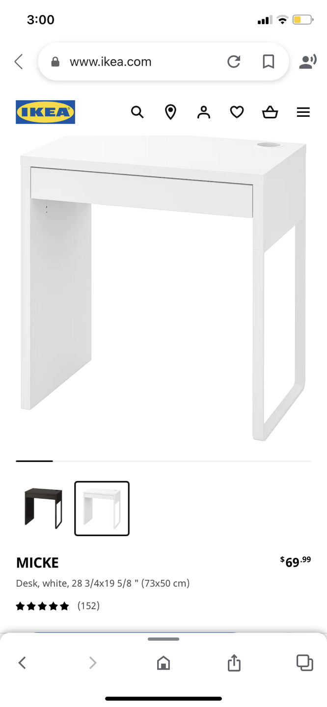 IKEA white desk + desk lamp