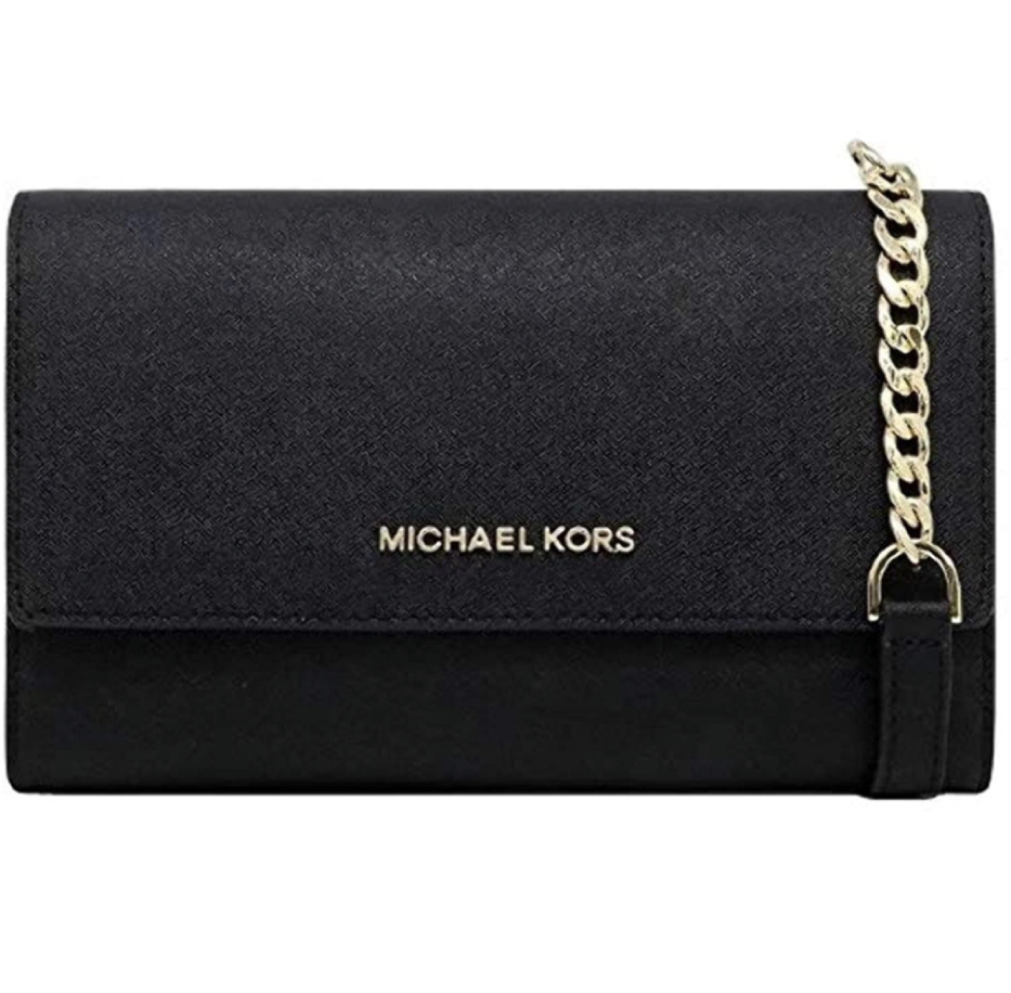 Michael Kors Black Jet Set Small Clutch Bag with Gold Chain