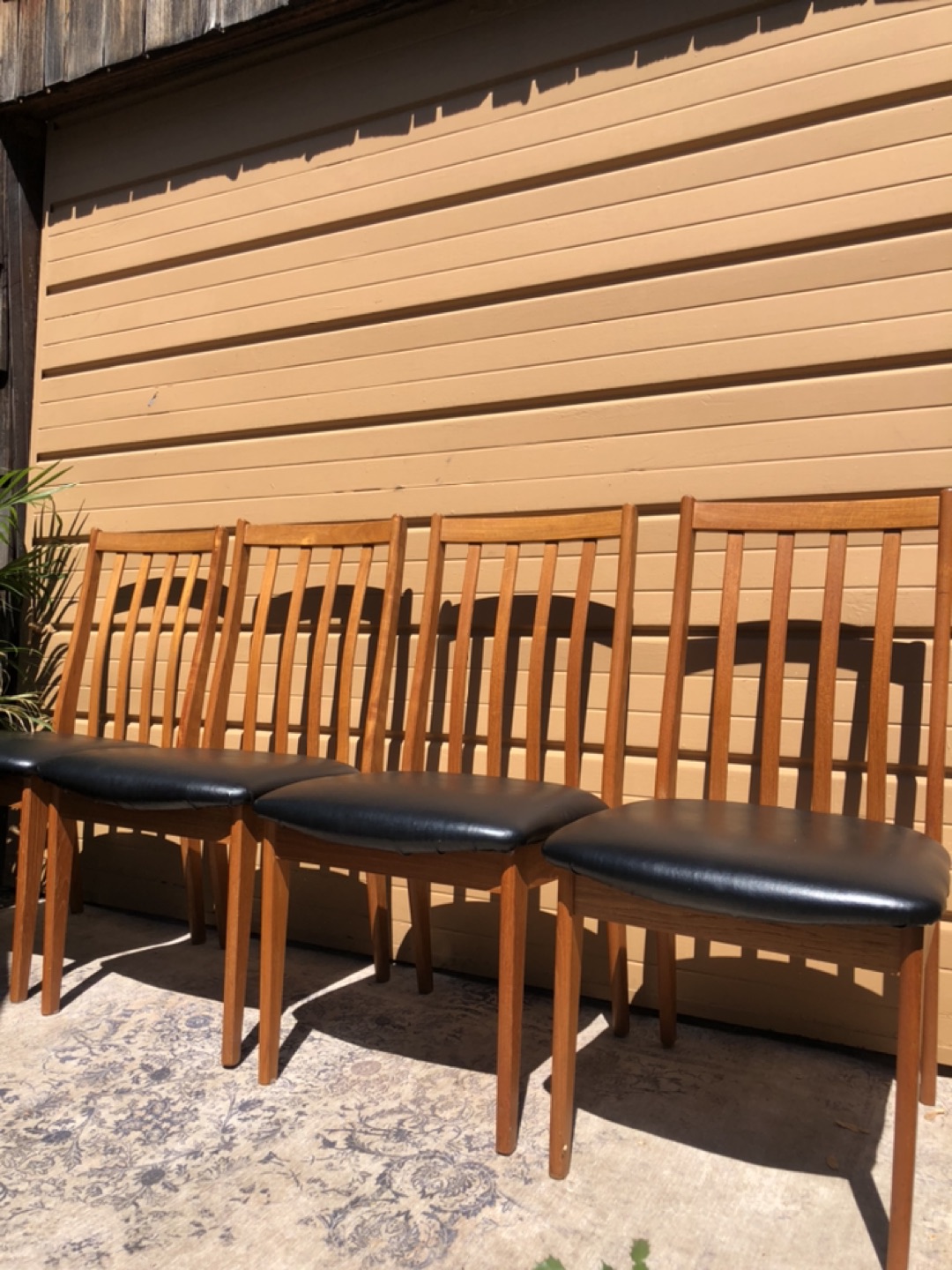 Mid century set of 4 teak chairs thumbnail