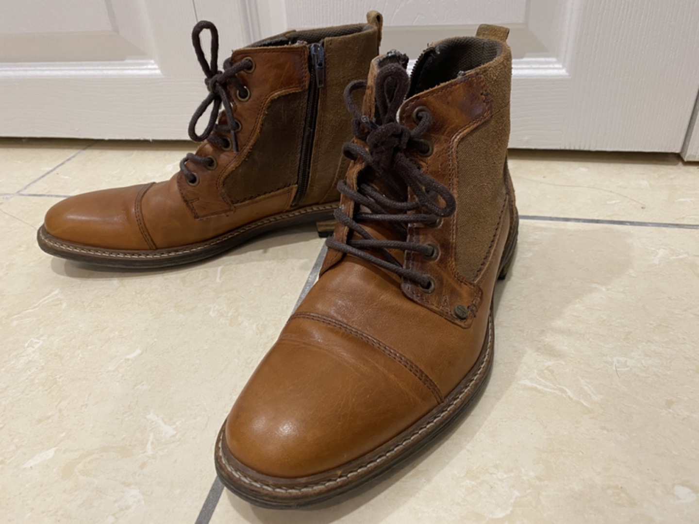 Bull Boxer Mens Leather Boots with Zippers Size 40 thumbnail