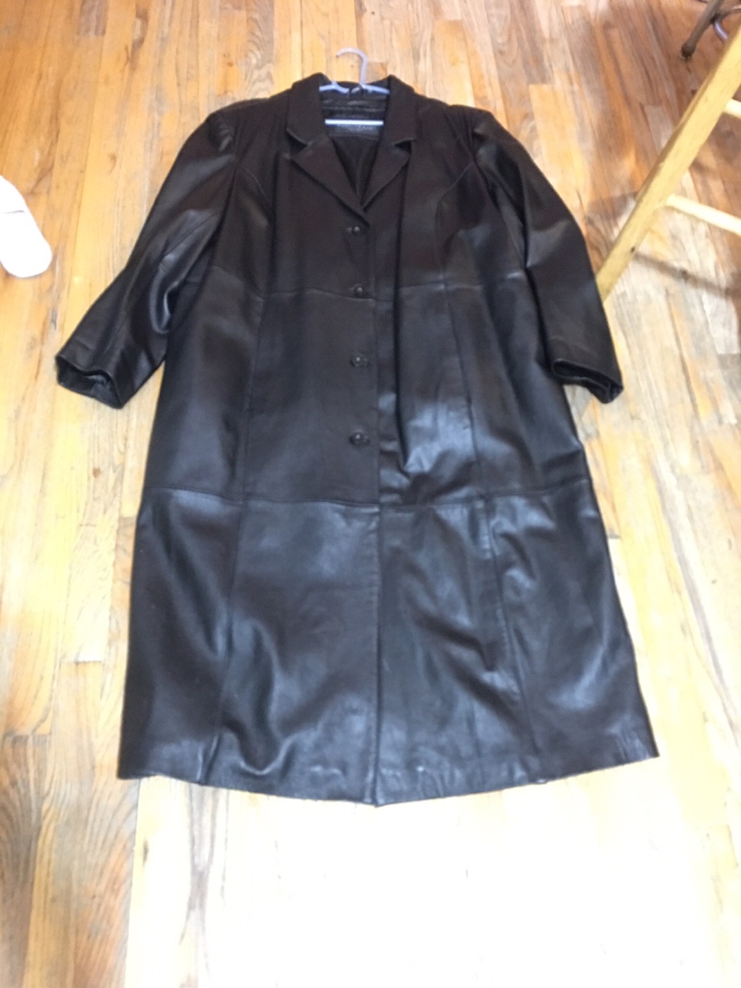 Centigrade Long  Black Leather Jacket Women’s Overcoat Size 3XL 