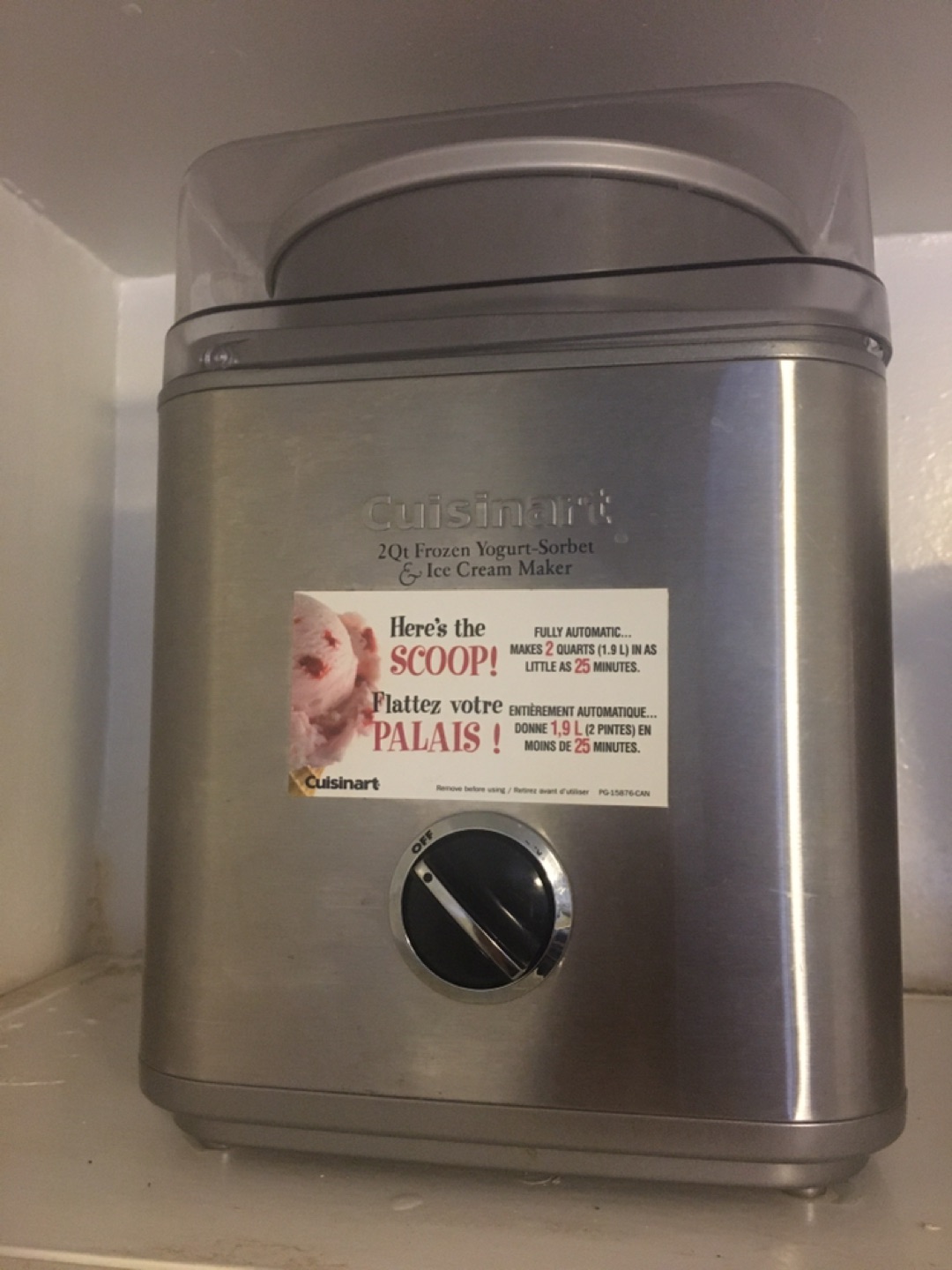Cuisinart 2Qt(1.9L) Frozen Yogurt-Ice Cream and Sorbet Maker