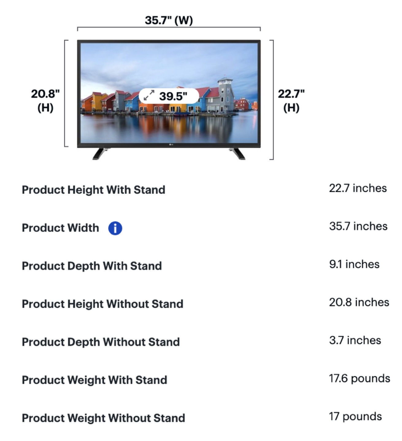LG 1080p LED TV - 40” Class