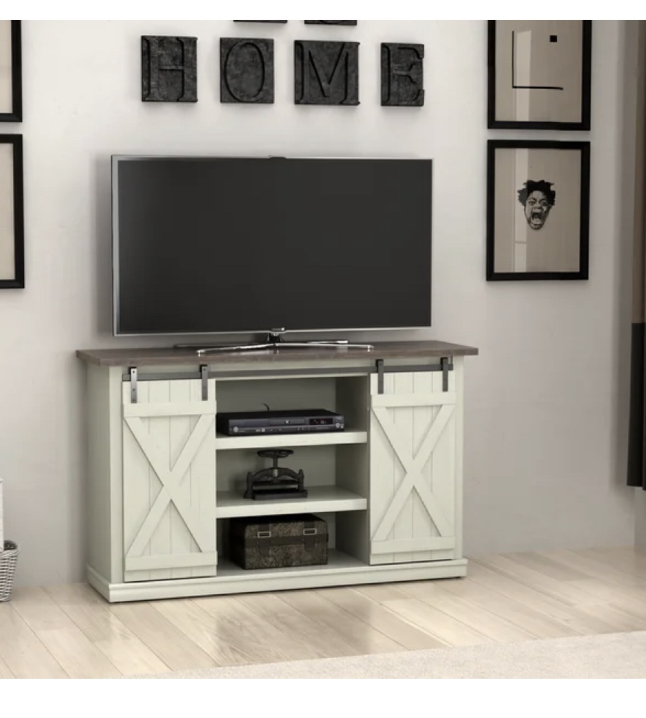 Tv stand unit brand new with barn door style  thumbnail