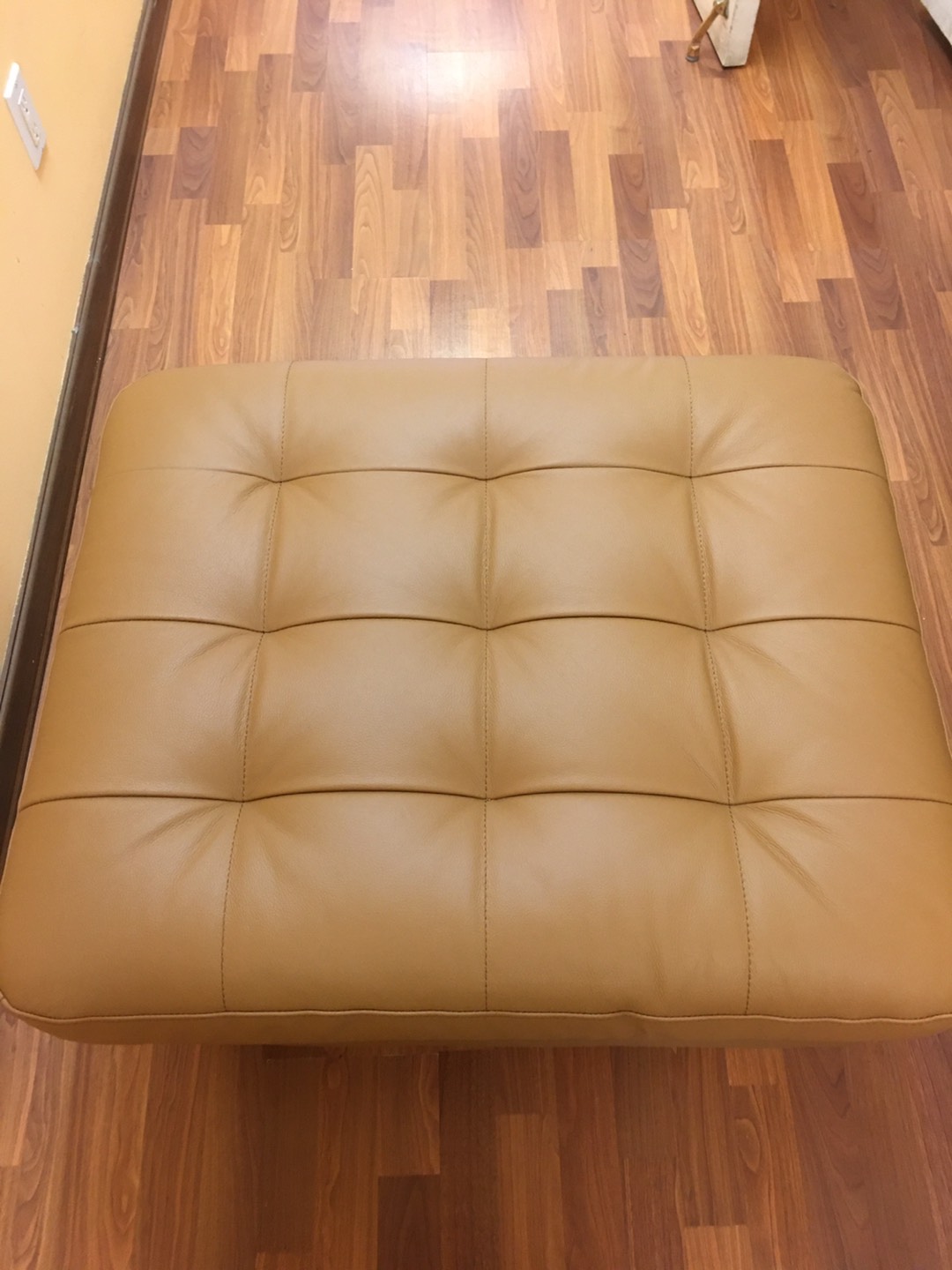 IKEA light brown color leather ottoman  thumbnail
