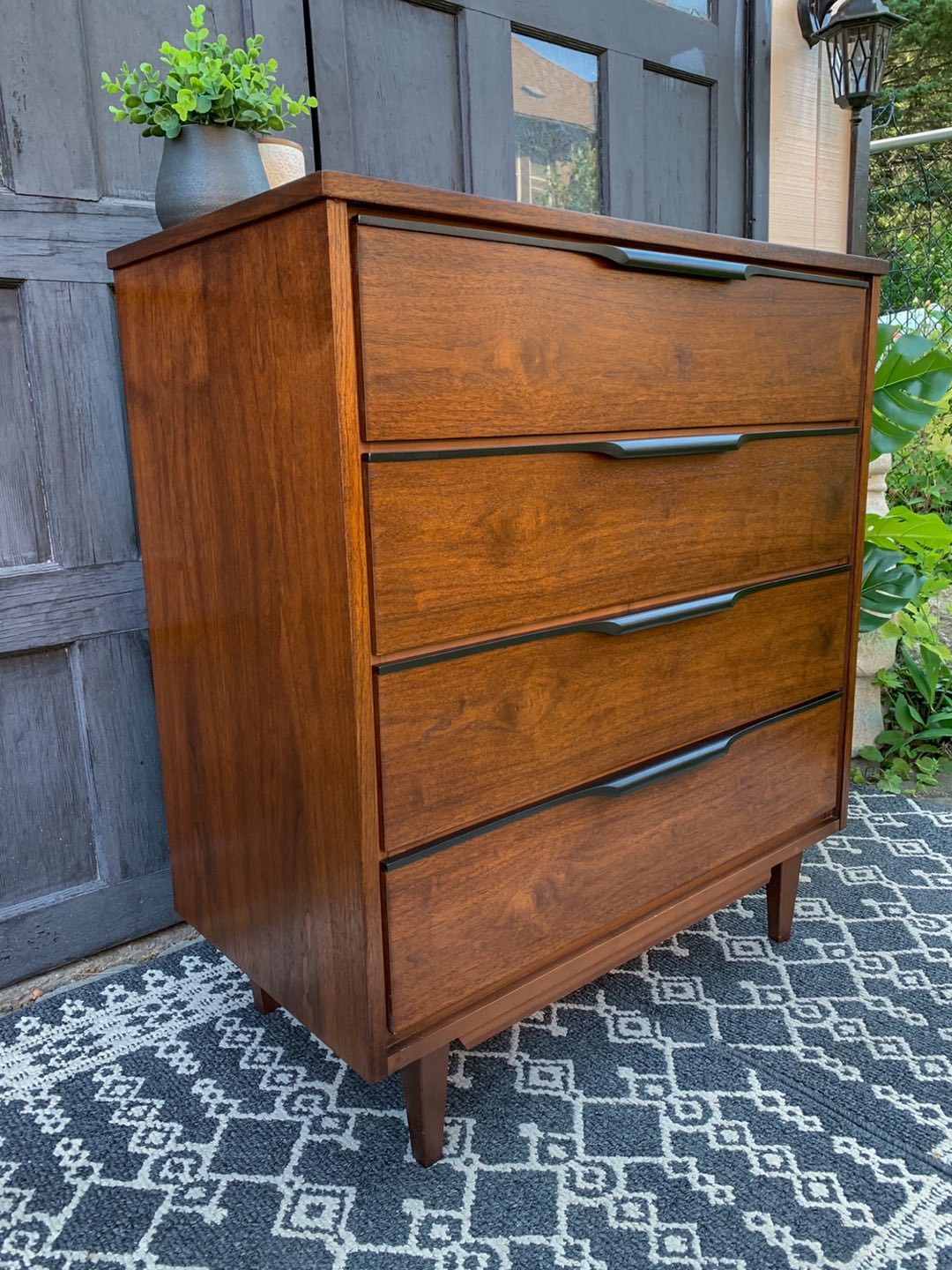 MCM Walnut 4 Drawer Tallboy Dresser - photo 2