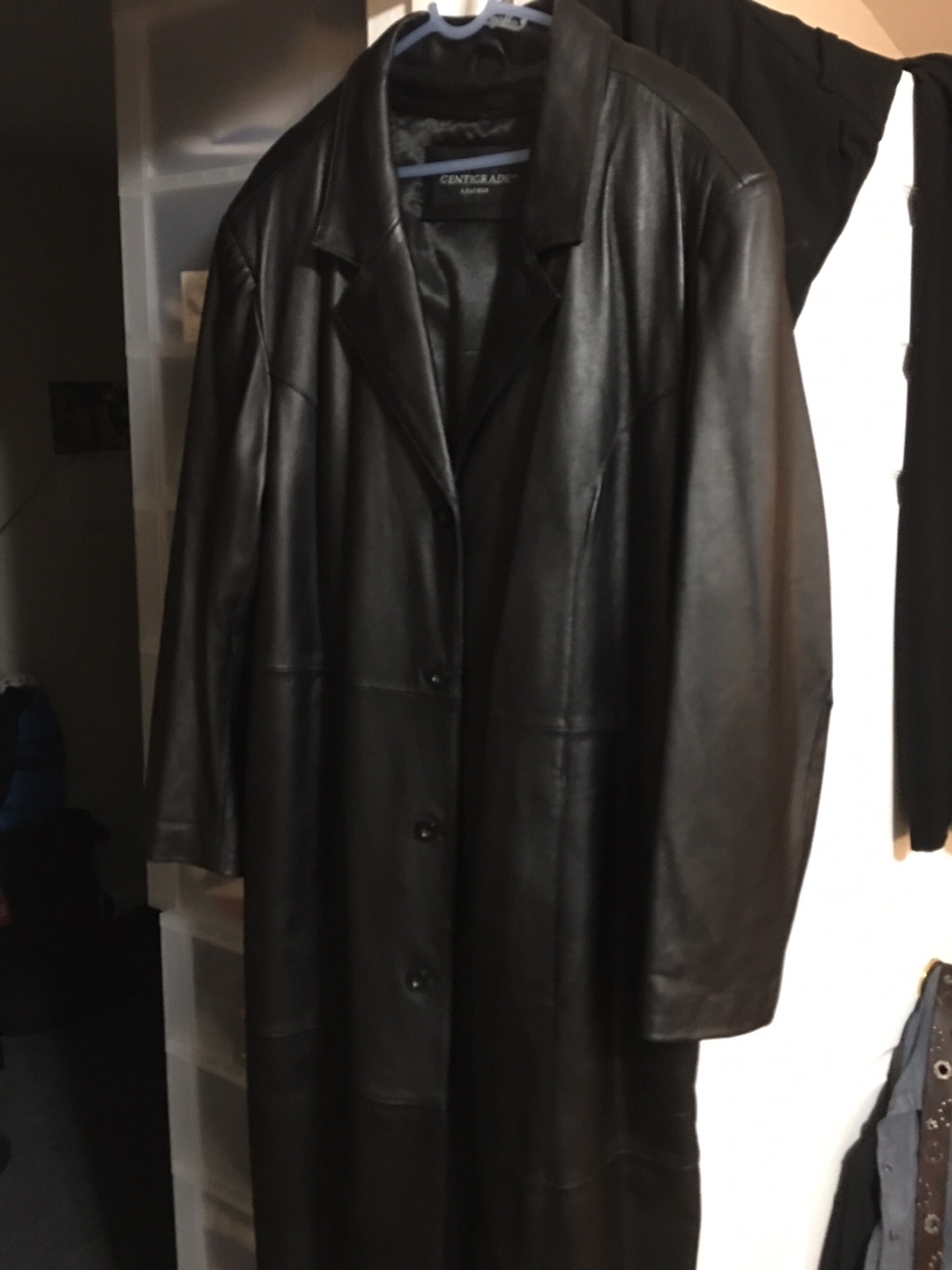 Centigrade Long  Black Leather Jacket Women’s Overcoat Size 3XL  - photo 3