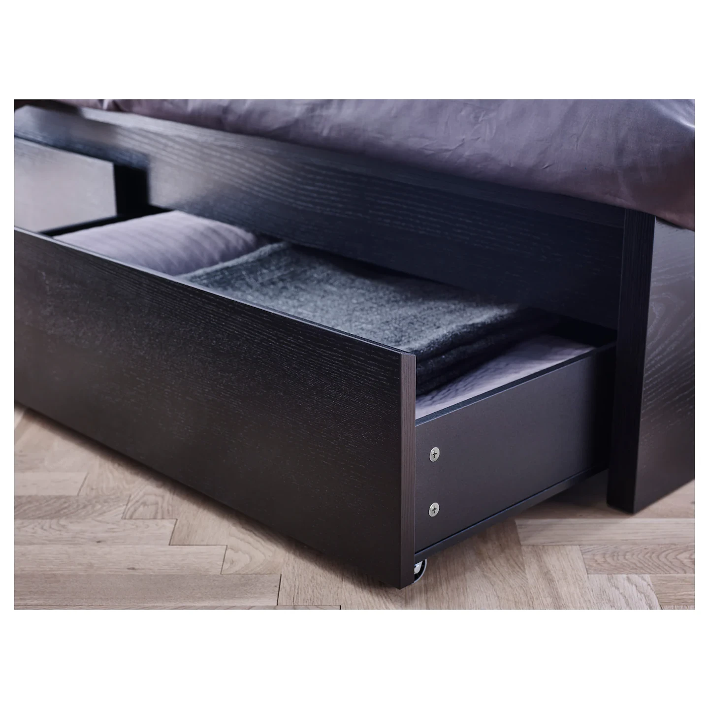 Ikea Malm Bed with two storage box and night stand - photo 3