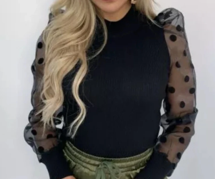 Brand New Black Mesh Casual Blouse