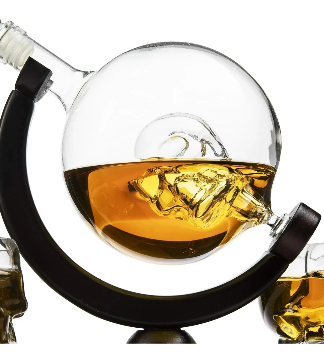 Whiskey Decanter Set with 2 Etched Globe Whisky Glasses - photo 2