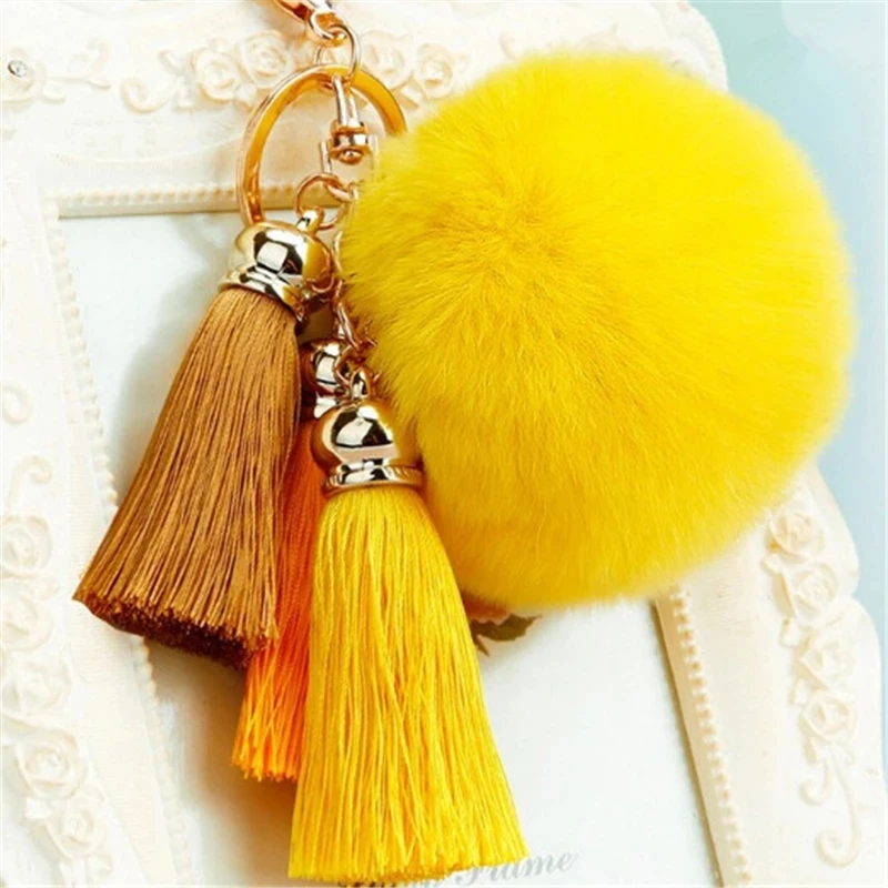 Brand New Real Fur Pompom with Keychain thumbnail