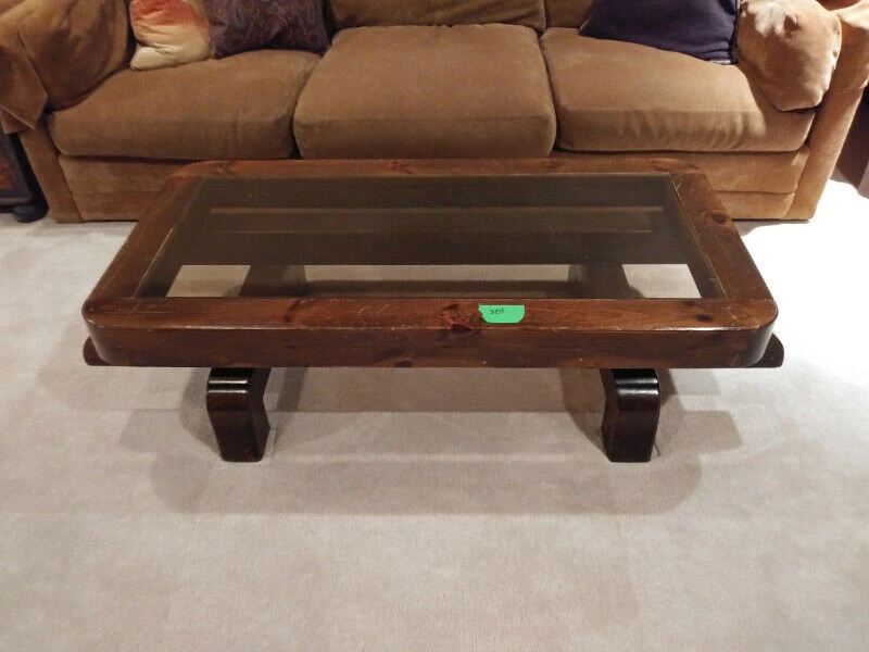 Wood Glass Top Coffee Table