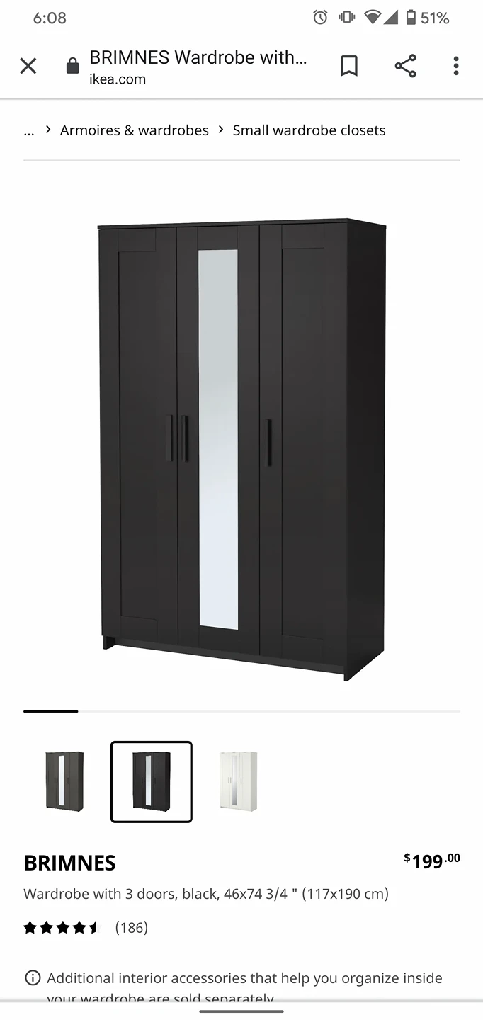 Wardrobe - IKEA BRIMNES thumbnail