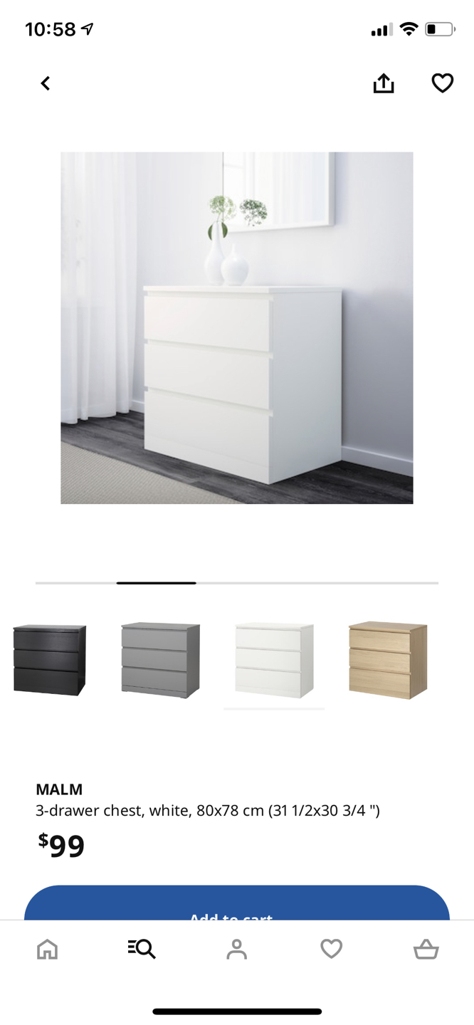 White IKEA dresser “MALM”  - photo 2