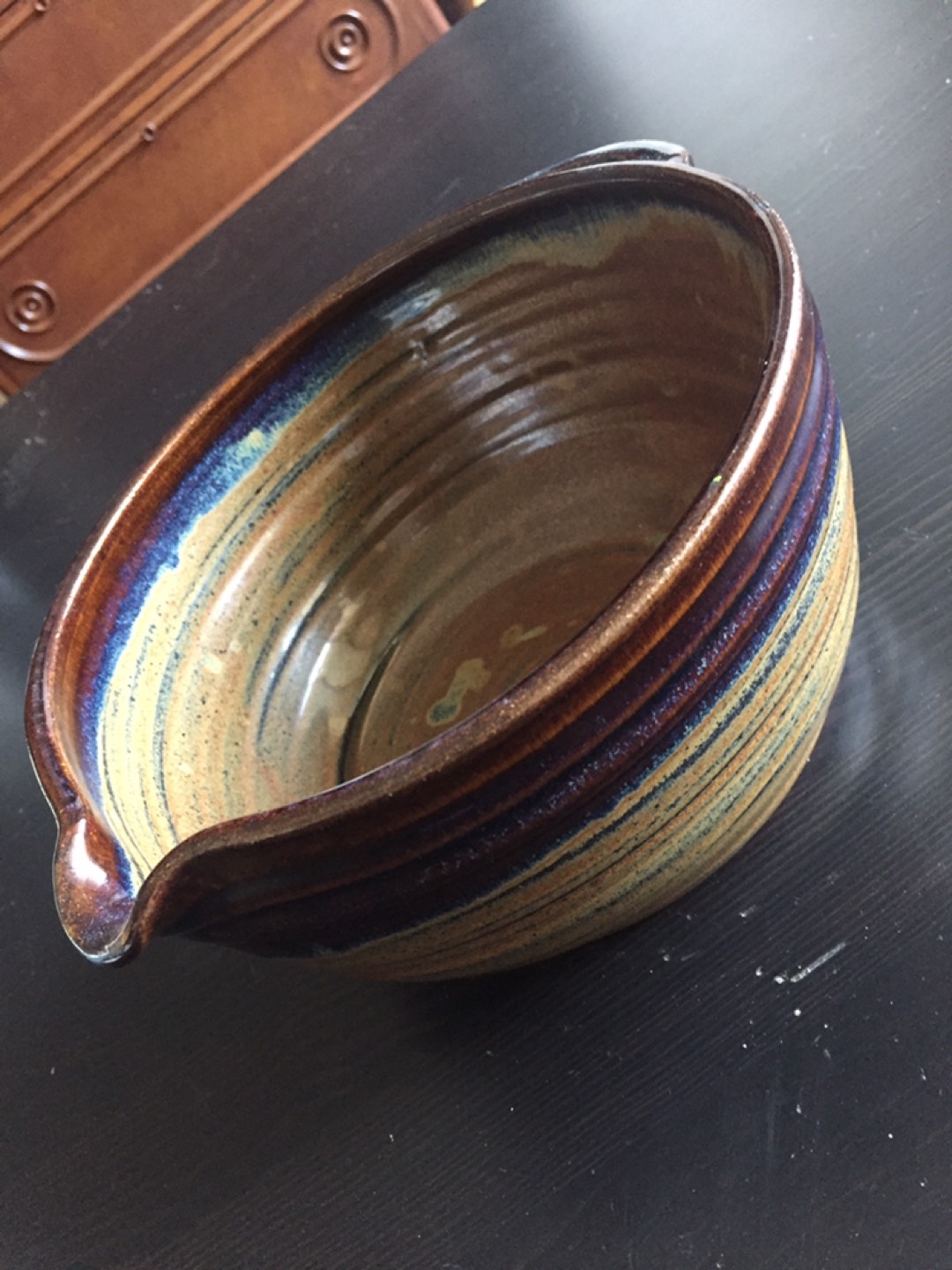 Pottery Bowl with pour spout & handle - photo 3