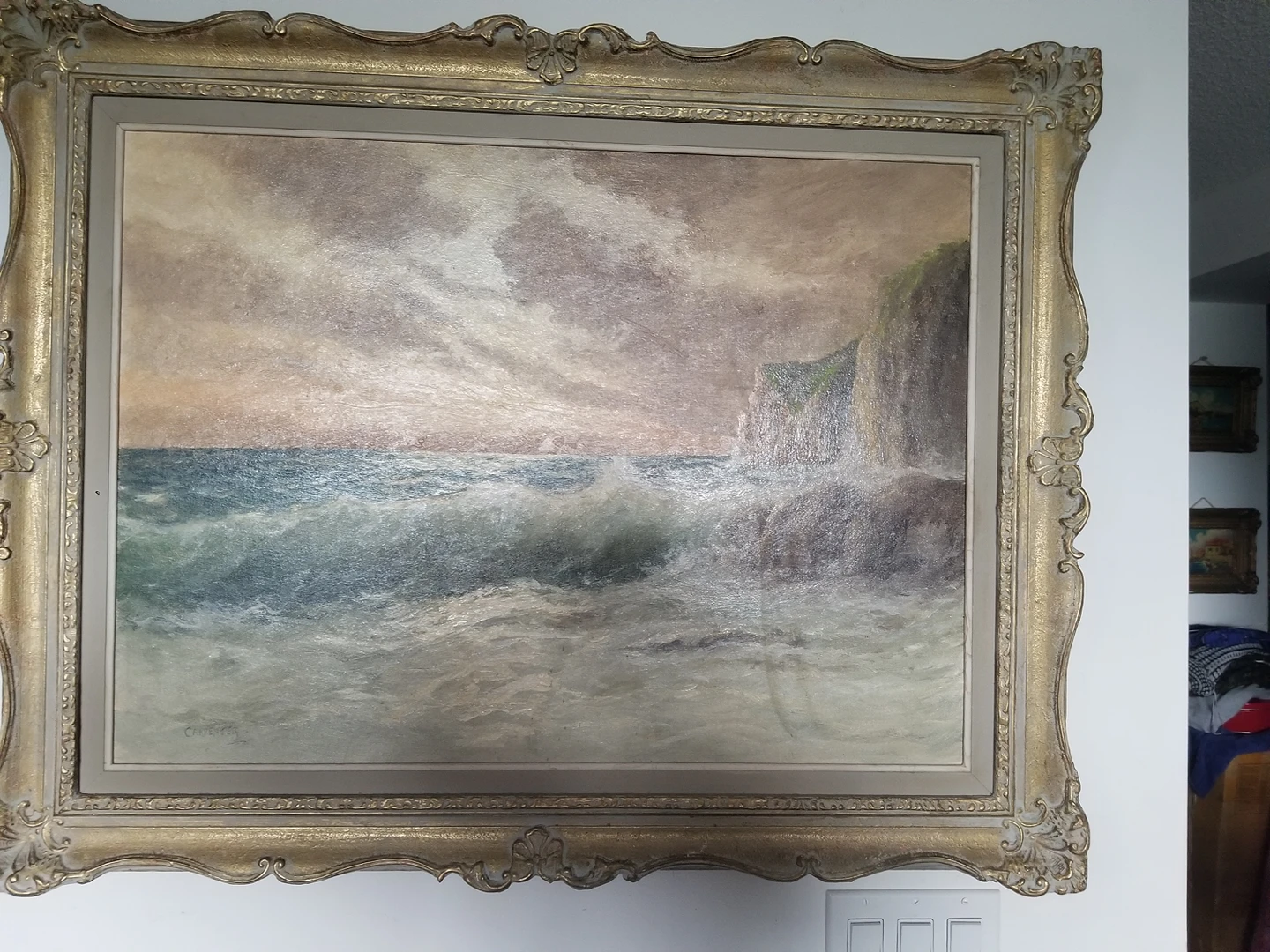 Oil on cardboard painting.