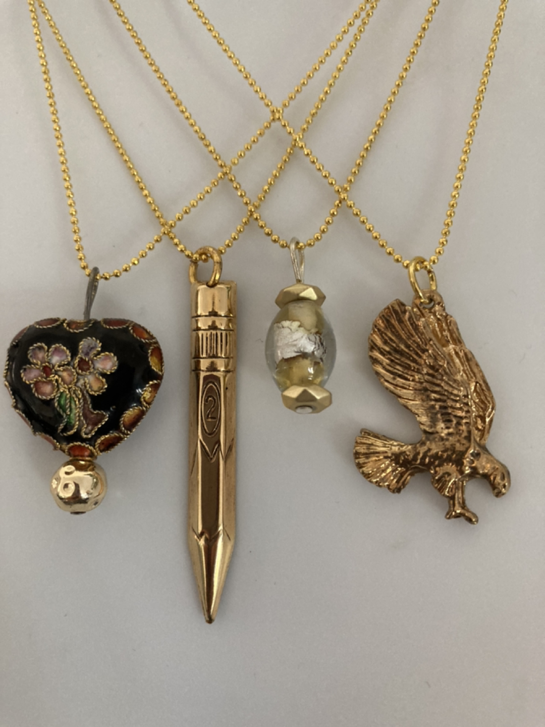 Gold pendants with 18k gold plated necklace