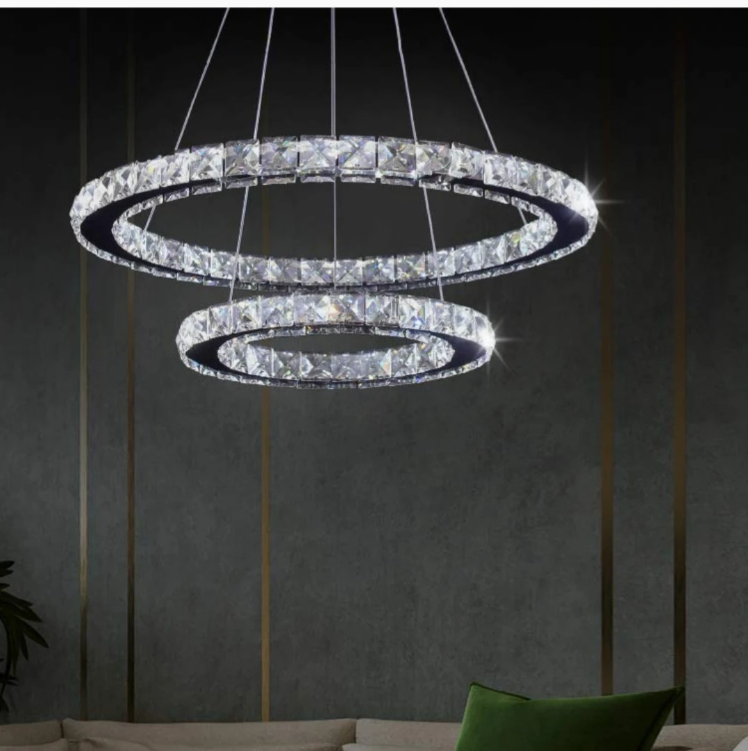 2 rings crystal chandelier thumbnail